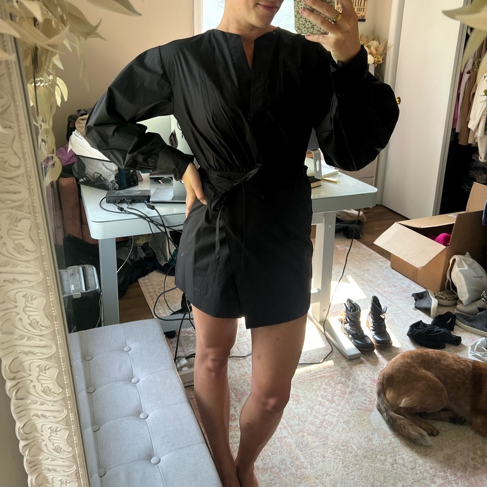 FRAME Solid Mini Wrap Style Dress